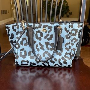 Coach Mini Crosby Carryall in Light Blue Ocelot